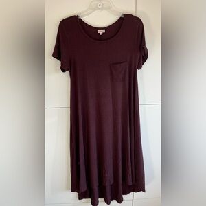 LulaRoe Maroon Oversized Carly Swing Dress Size XS